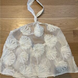 PrettyLittleThing White Sheer Halter Blouse